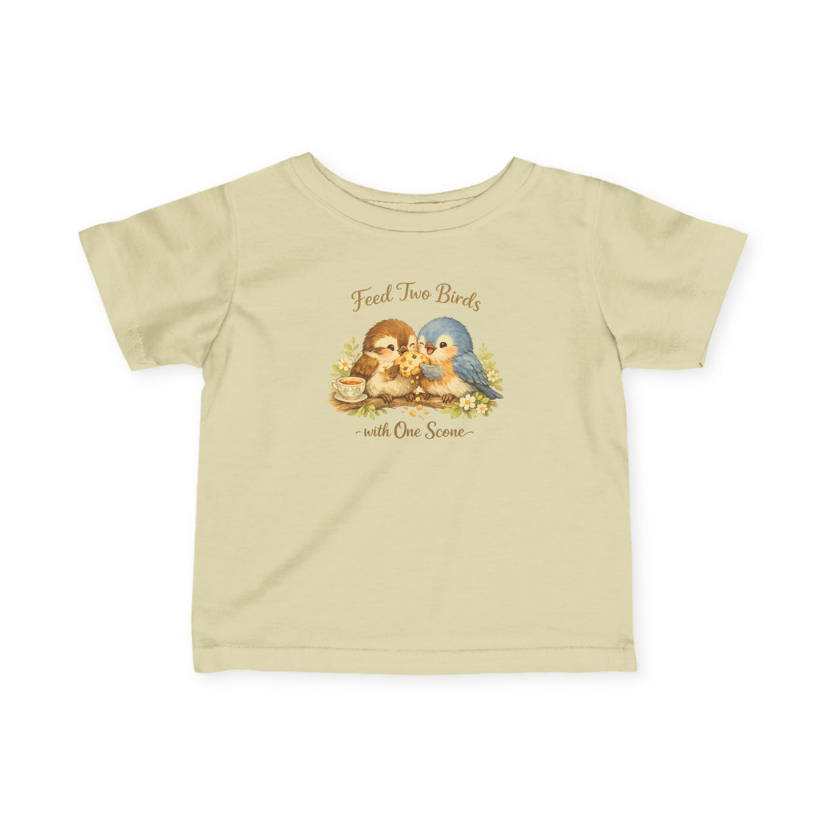 Feed Two Birds With One Scone Baby Shirt, Cottagecore Baby Tee, Cute Bird Infant Shirt, Funny Baby Gift, Newborn Outfit, Cozy Aesthetic Baby