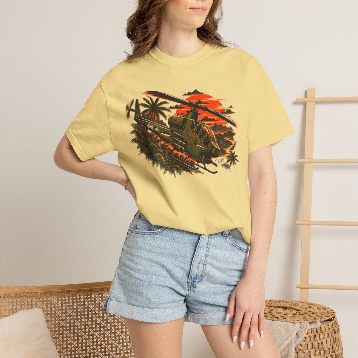AH-1 Cobra Helicopter Shirt, Vintage Military Aviation Tee, Army Attack Helicopter Graphic, Comfort Colors Pilot Gift