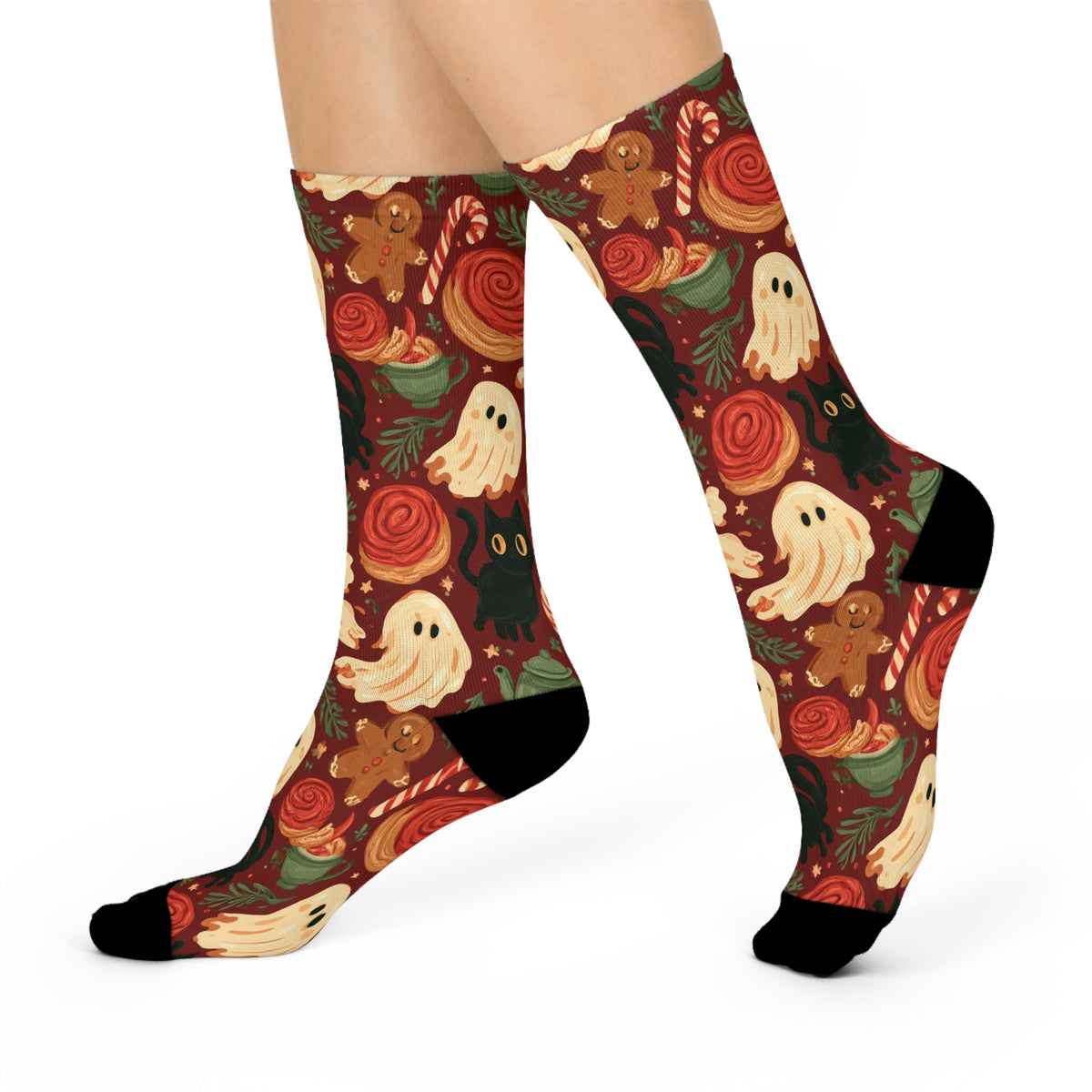Haunted Christmas Bakery Crew Socks | Ghosts Cats & Pastries