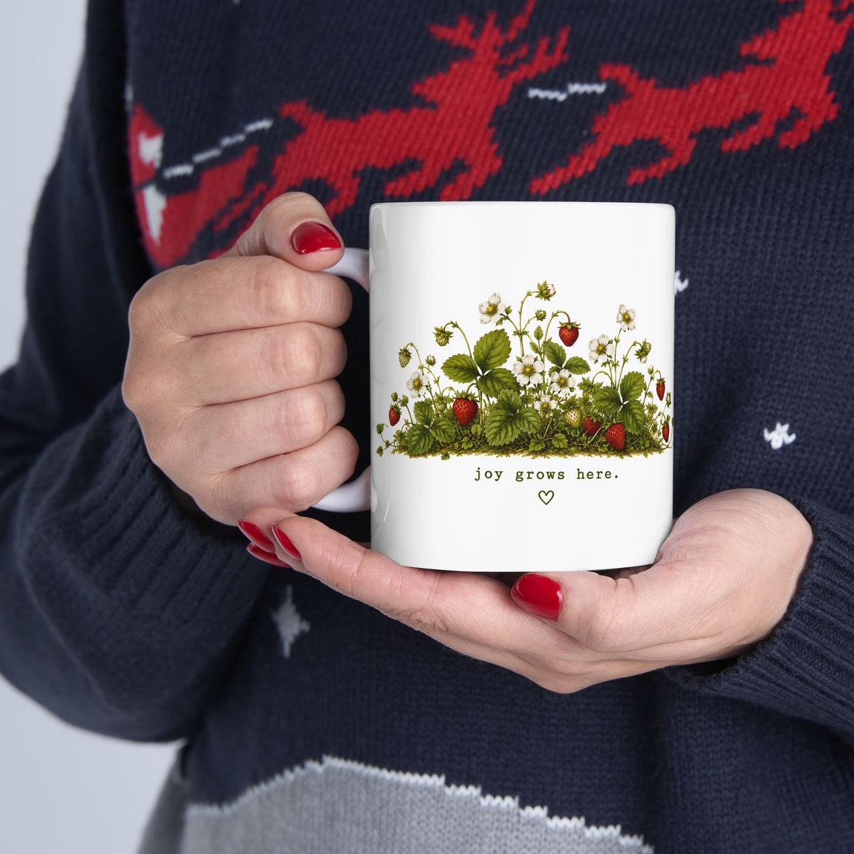 Wild Strawberry Botanical Mug | Vintage Floral Ceramic Mug