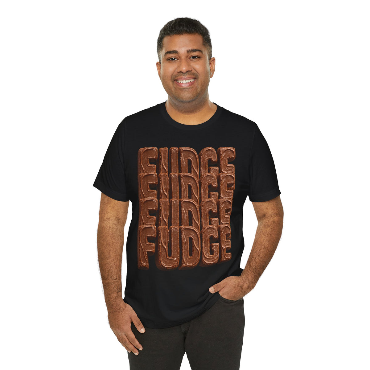 Fudge Stacked Text T-Shirt | Chocolate Typography Tee