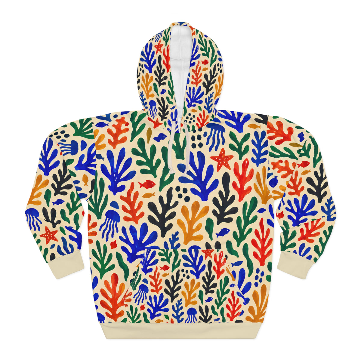 Colorful Seaweed Pattern Hoodie | All-Over Print Coral Reef Design