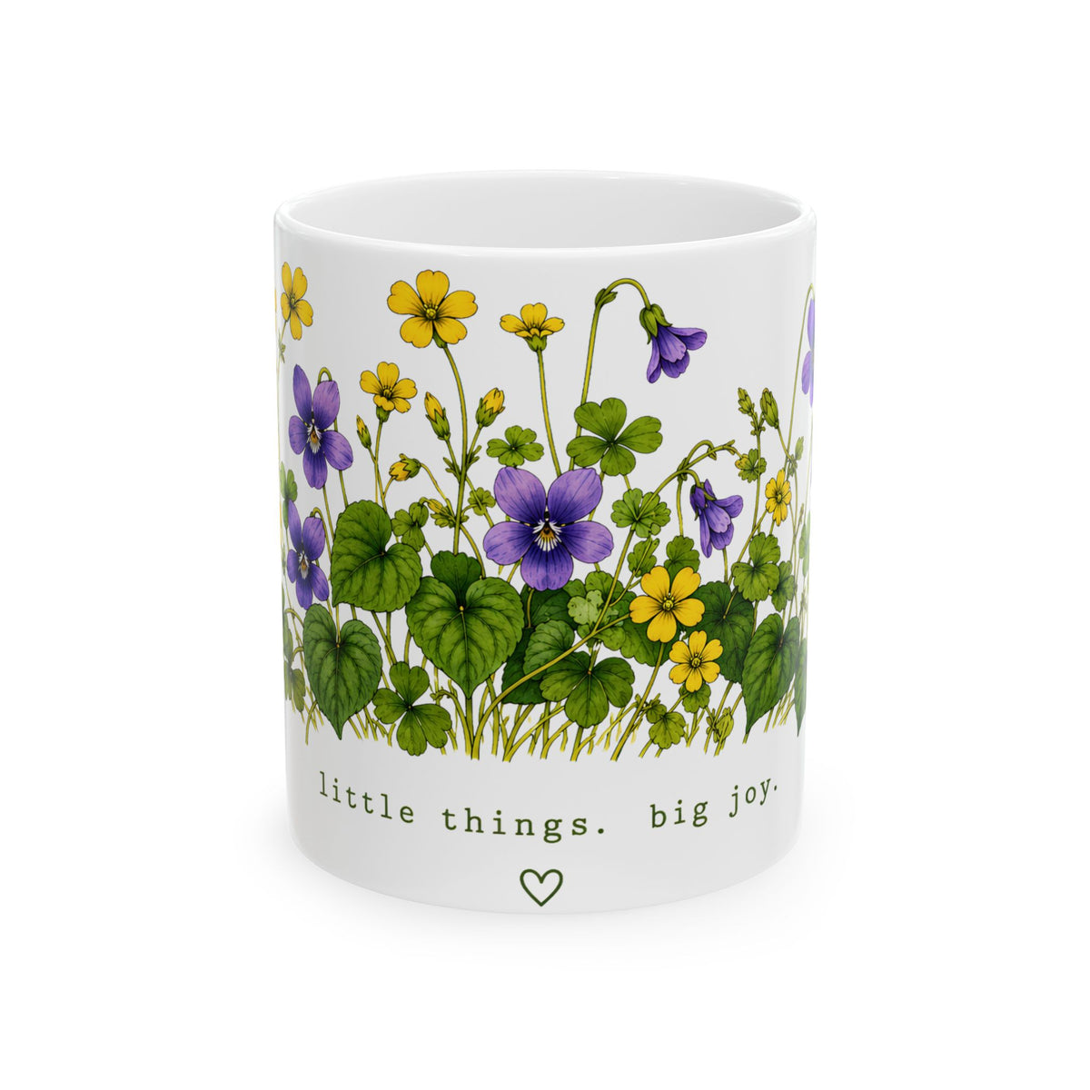 Little Things Big Joy Ceramic Mug | Violet and Wood Sorrel Coffee Mug | Nature Lover Gift | 11oz & 15oz