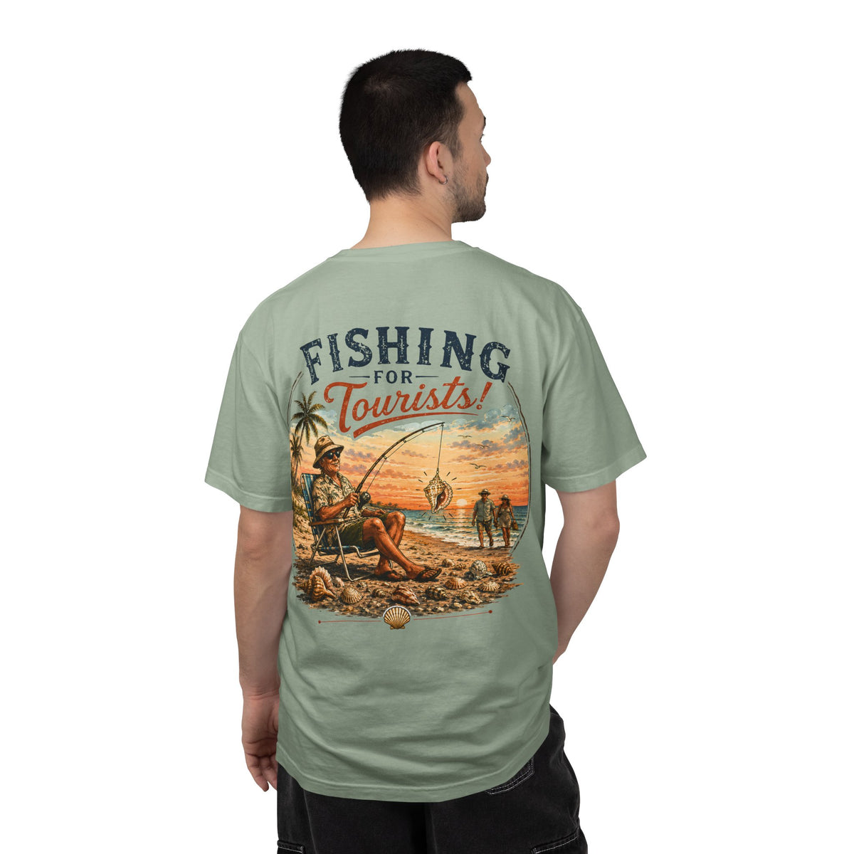 Fishing for Tourists shirt | Vintage Beach Fishing Sunset T-shirt