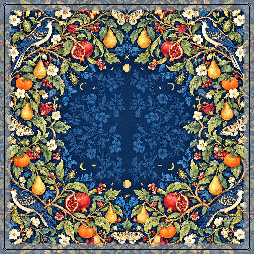 Botanical Pomegranate and Pear Pattern Mahjong Mat