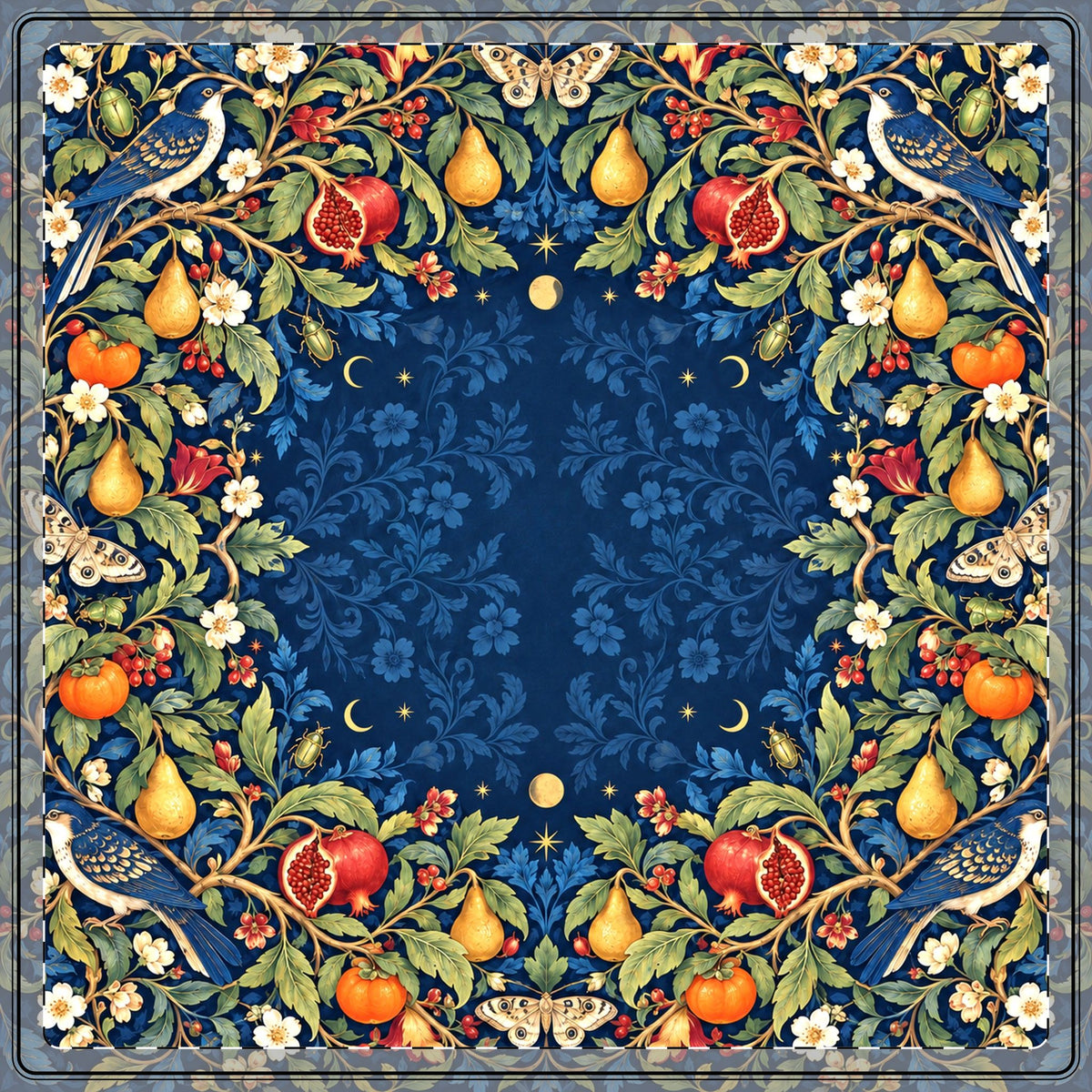 Botanical Pomegranate and Pear Pattern Mahjong Mat