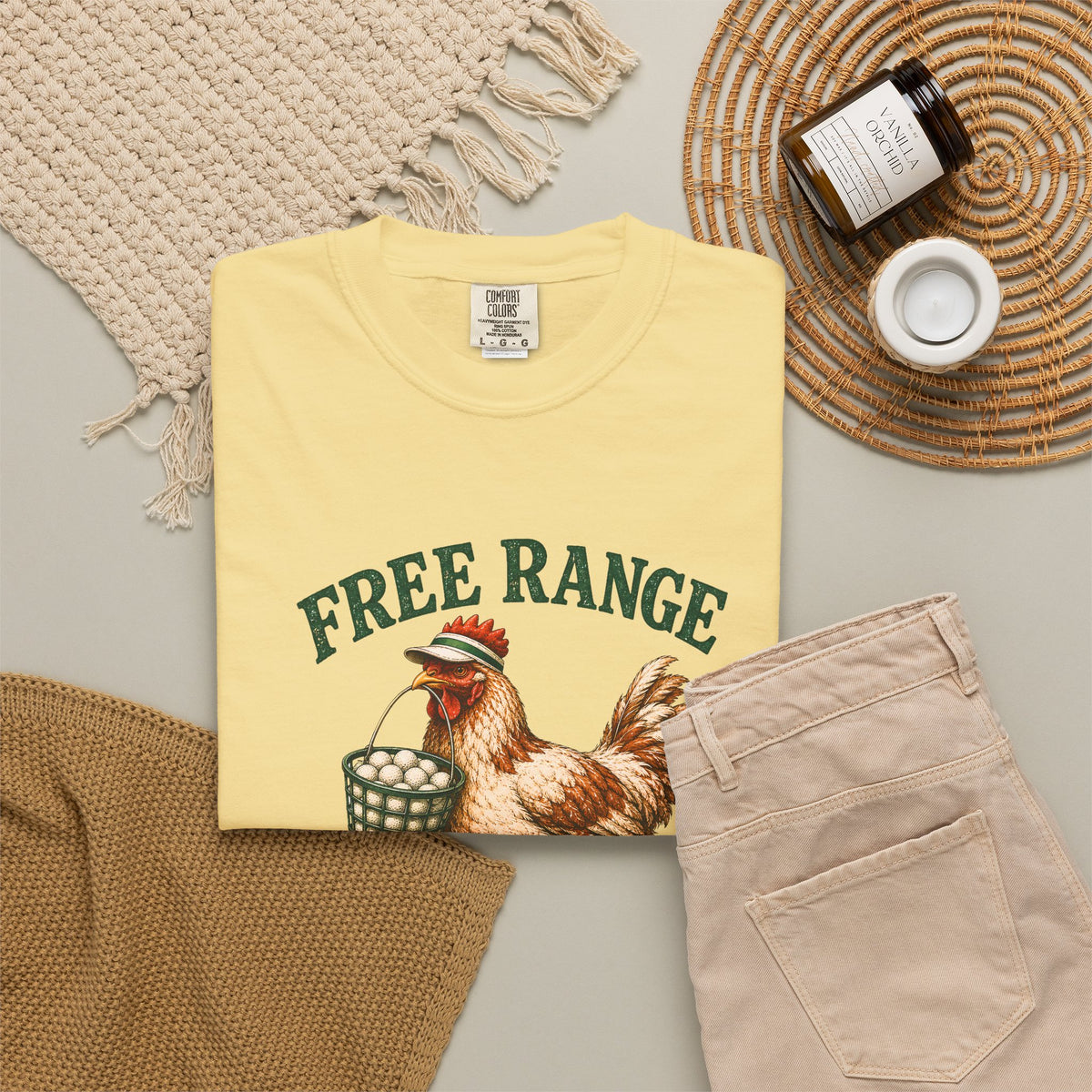 Free Range Chicken Golf Shirt, Funny Golfer Tee, Golfing Chicken T Shirt, Vintage Golf Shirt, Golf Gift for Men Women, Comfort Colors Tee