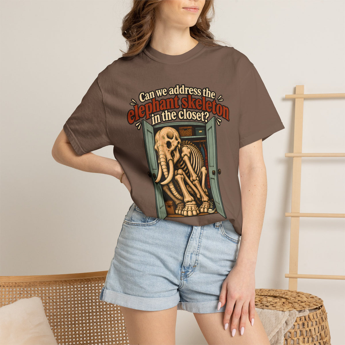 Elephant Skeleton Shirt, Funny Skeleton T Shirt, Elephant in the Room Tee, Weird Graphic Tee, Vintage Halloween Shirt, Funny Saying Gift