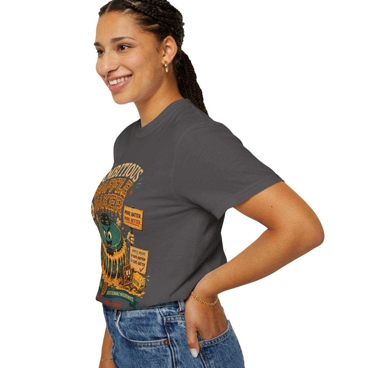 Ambitious Waffle Maker T-shirt | Retro Cartoon Breakfast Illustration