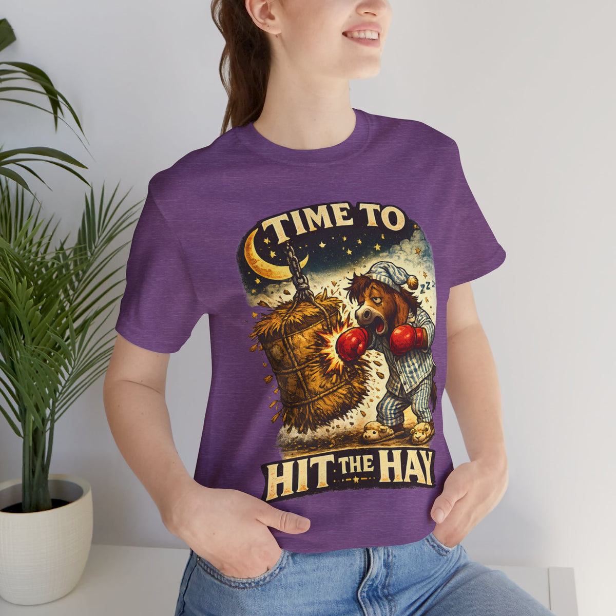 Time To Hit The Hay Shirt, Sleepy Horse Pajama Boxer Tee, Funny Bedtime Pun T-Shirt, Horse Lover Gift, Cozy Sleep Humor Graphic Tee
