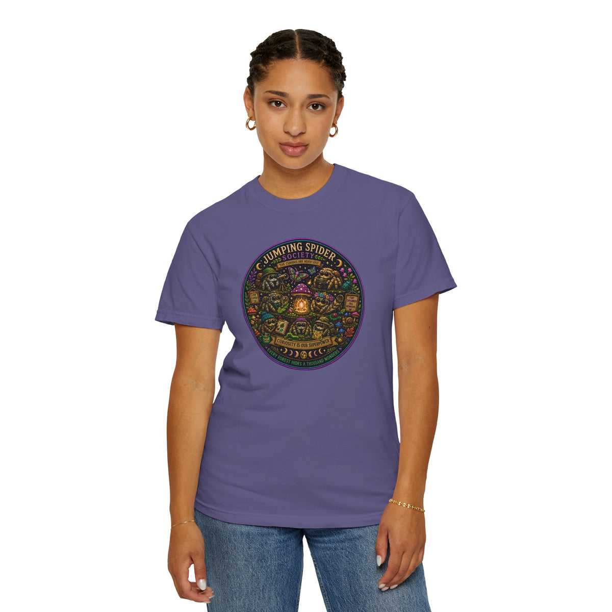 Jumping Spider Society Shirt, Curiosity Is Our Superpower Tee, Cute Spider Shirt, Woodland Nature T-Shirt, Cottagecore Gift, Entomology Art