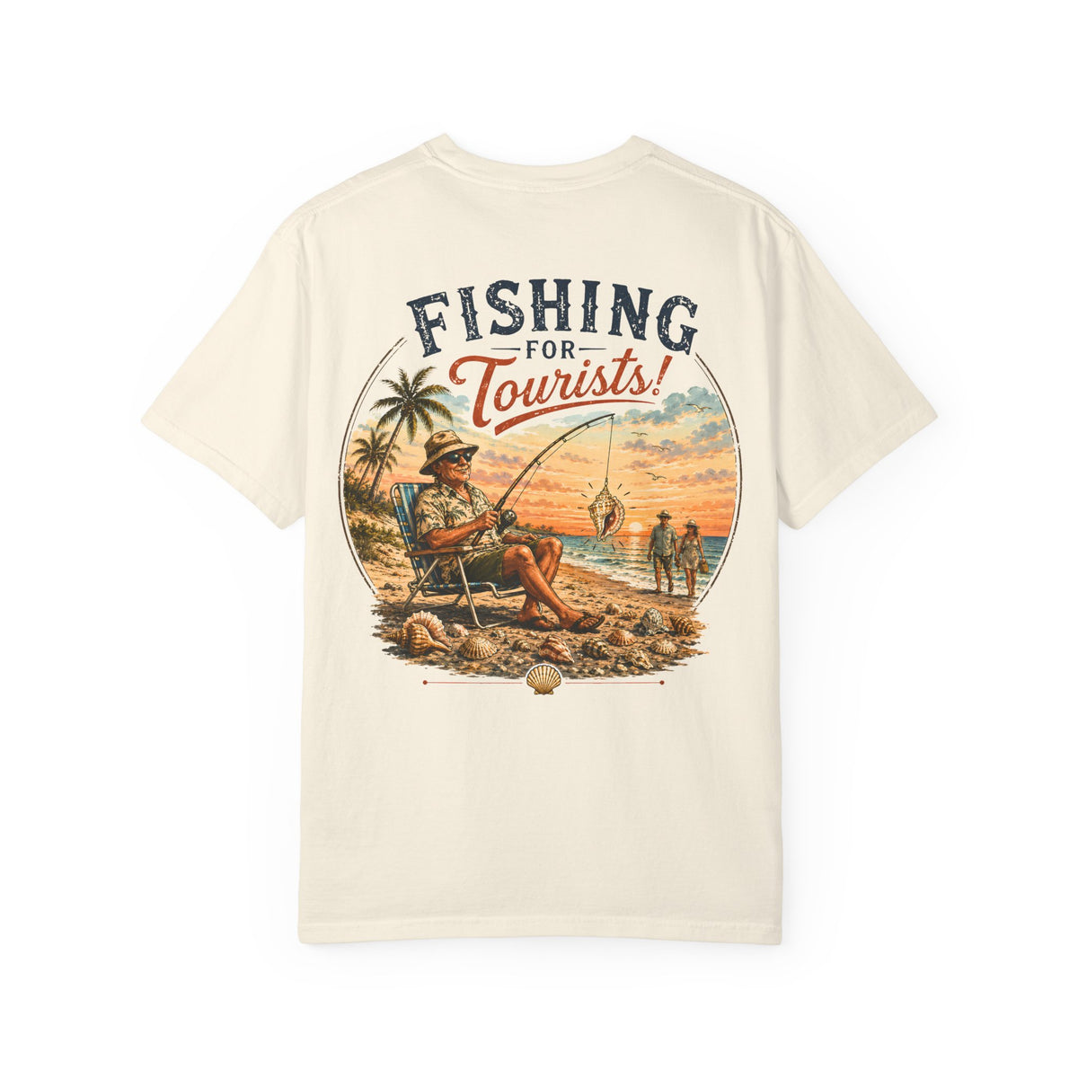 Fishing for Tourists shirt | Vintage Beach Fishing Sunset T-shirt