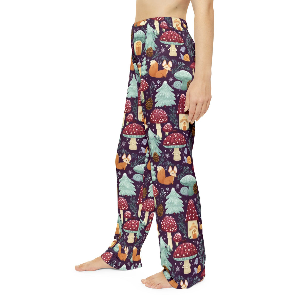 Enchanted Mushroom Christmas Pajama Pants | Forest Village Print