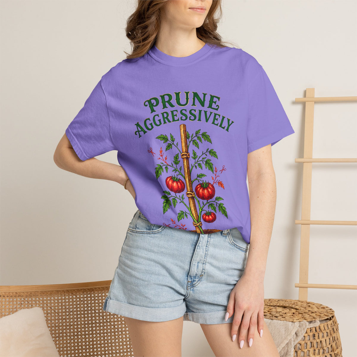 Prune Aggressively, Vintage Tomato Gardener Tee, Heirloom Gardening Shirt, Cottagecore Plant Lover Gift, Botanical Garden Graphic