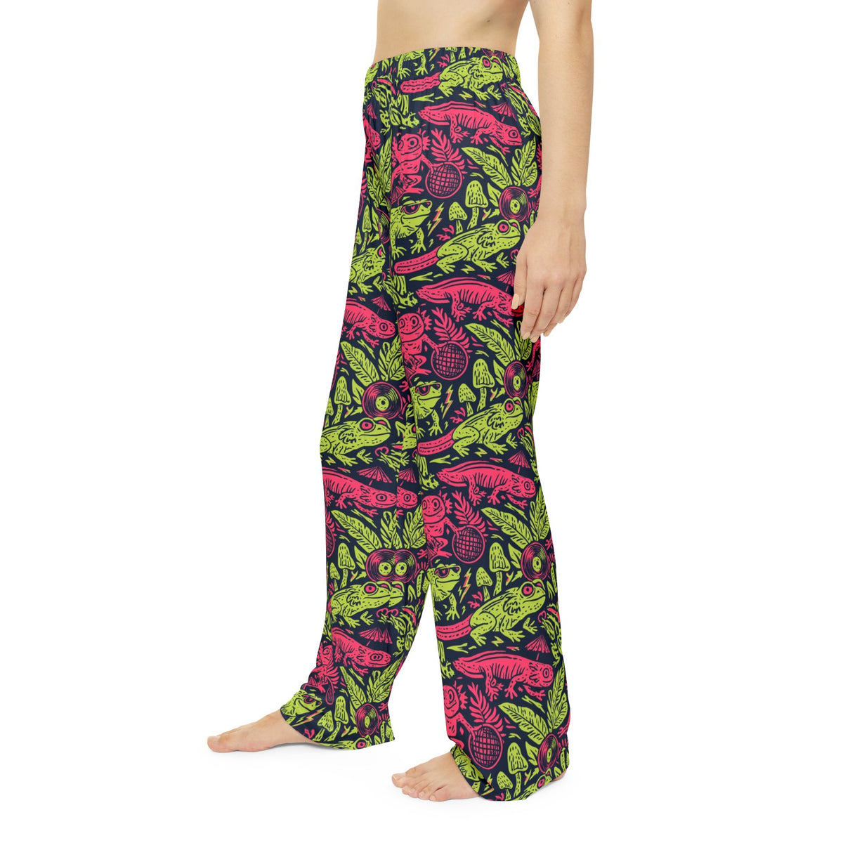 Neon Jungle Frog Pajama Pants | Hot Pink Lime Amphibian Print
