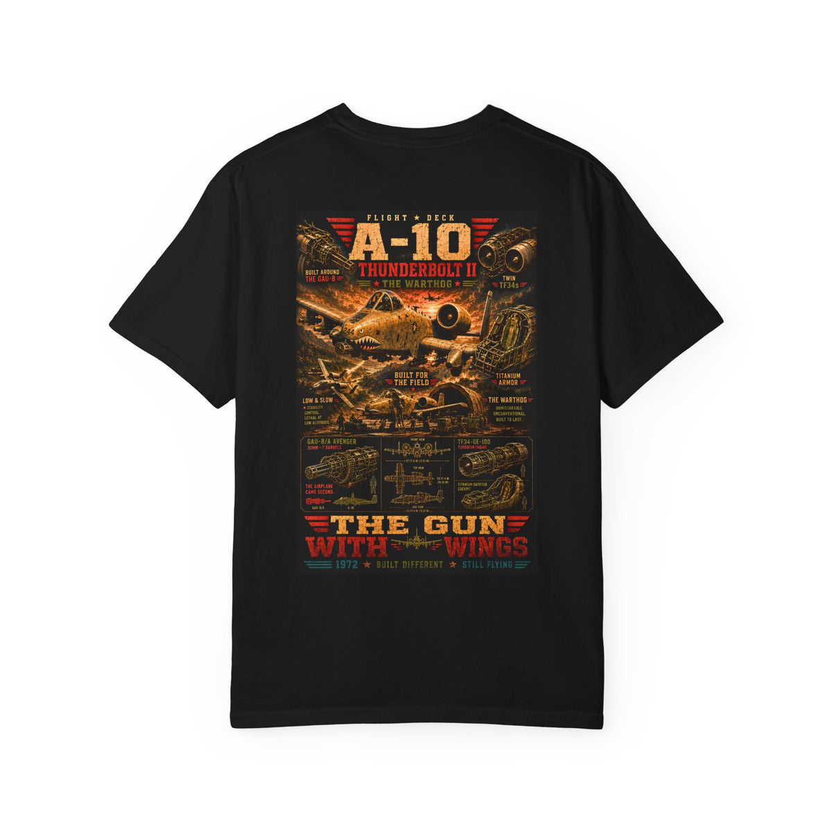 A-10 Thunderbolt II aircraft poster T-shirt | The Gun with Wings design