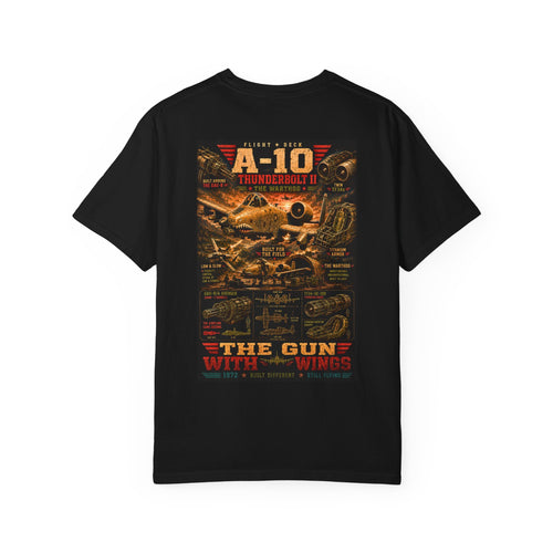 A-10 Thunderbolt II aircraft poster T-shirt | The Gun with Wings design