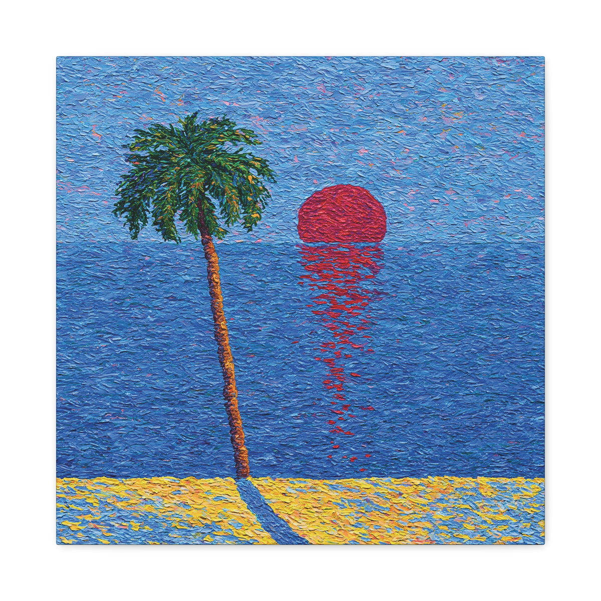 Tropical Sunset Canvas Wall Art, Palm Tree Painting, Colorful Coastal Decor, Tropical Studies No. 1