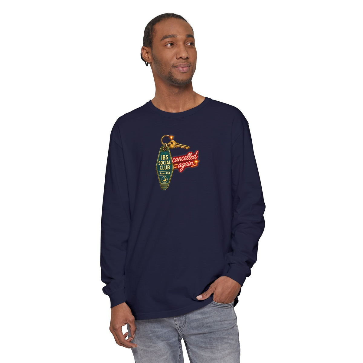 IBS Social Club Long Sleeve Shirt, Funny IBS Tee, Cancelled Again Shirt, Irritable Bowel Syndrome Gift, Retro Motel Graphic Tee