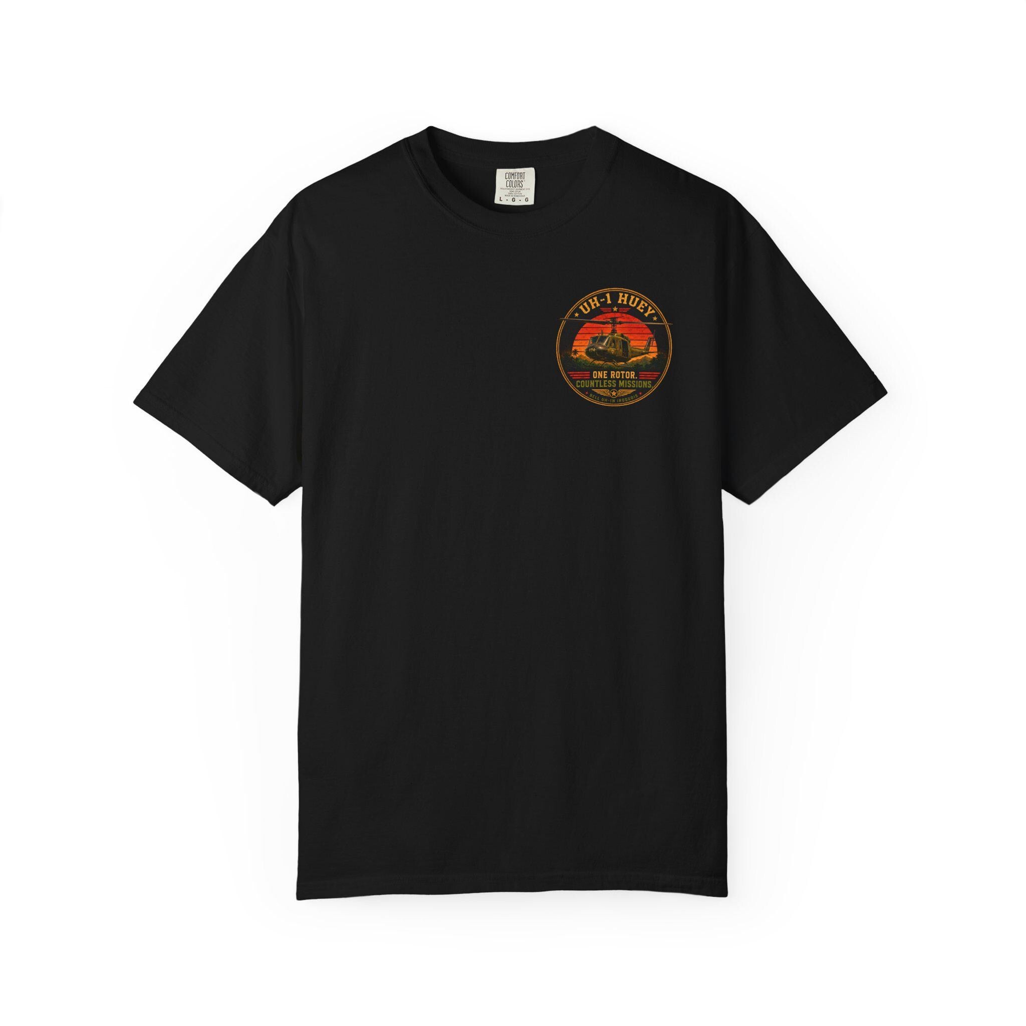 UH-1 Huey Helicopter T-Shirt | Military Aircraft Flight Deck Graphic