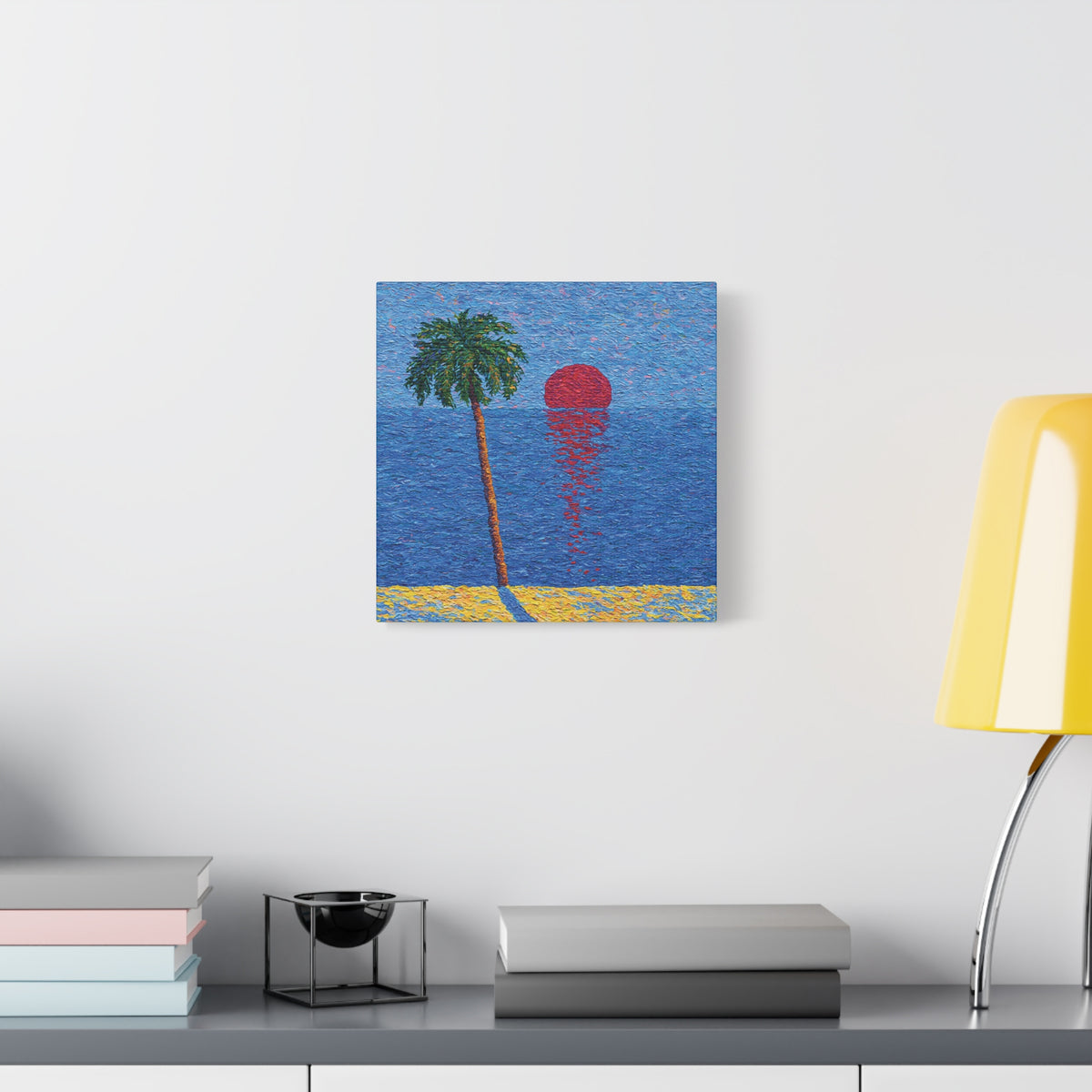 Tropical Sunset Canvas Wall Art, Palm Tree Painting, Colorful Coastal Decor, Tropical Studies No. 1