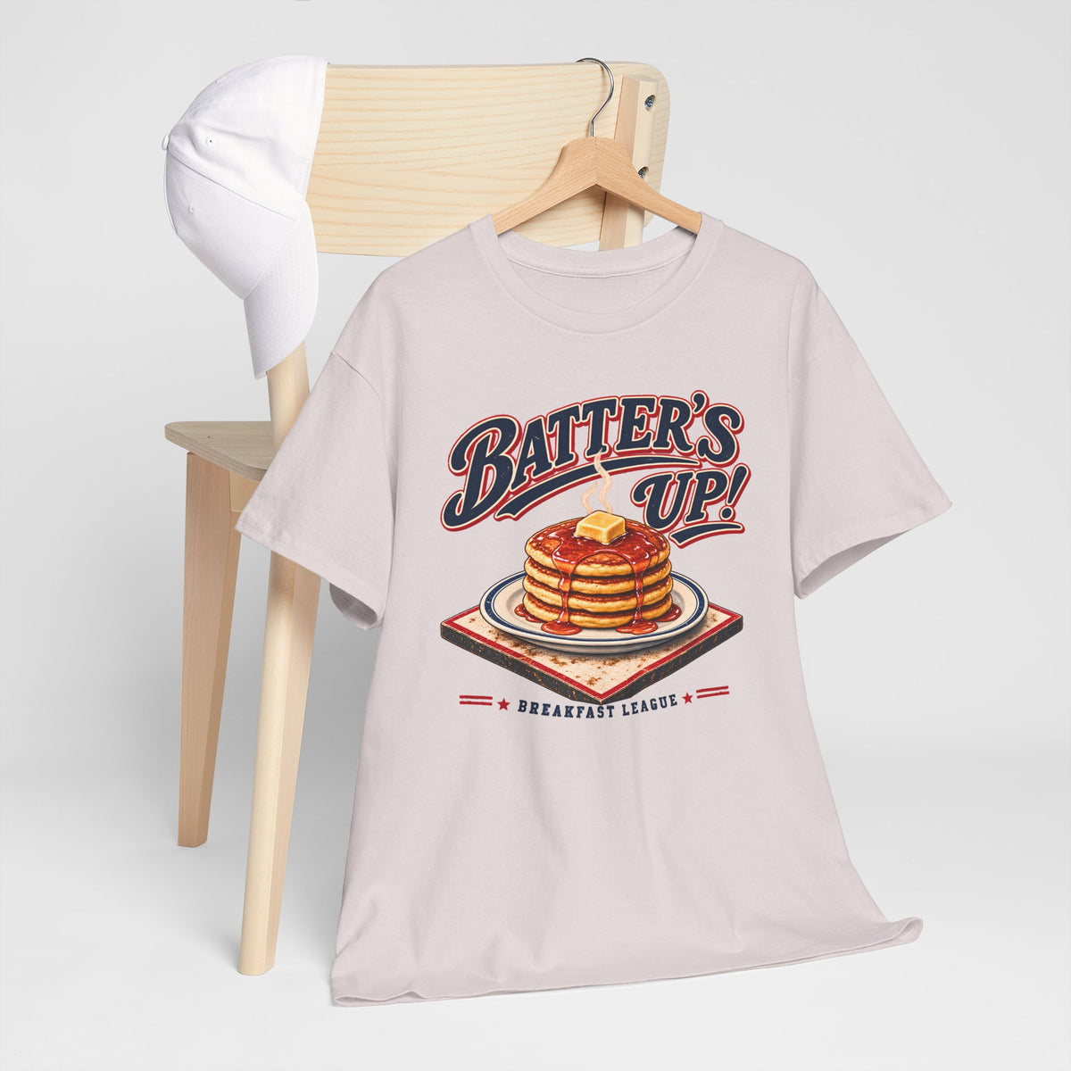 Batters Up Pancake Shirt, Vintage Baseball Breakfast Tee, Funny Gameday Food T-Shirt