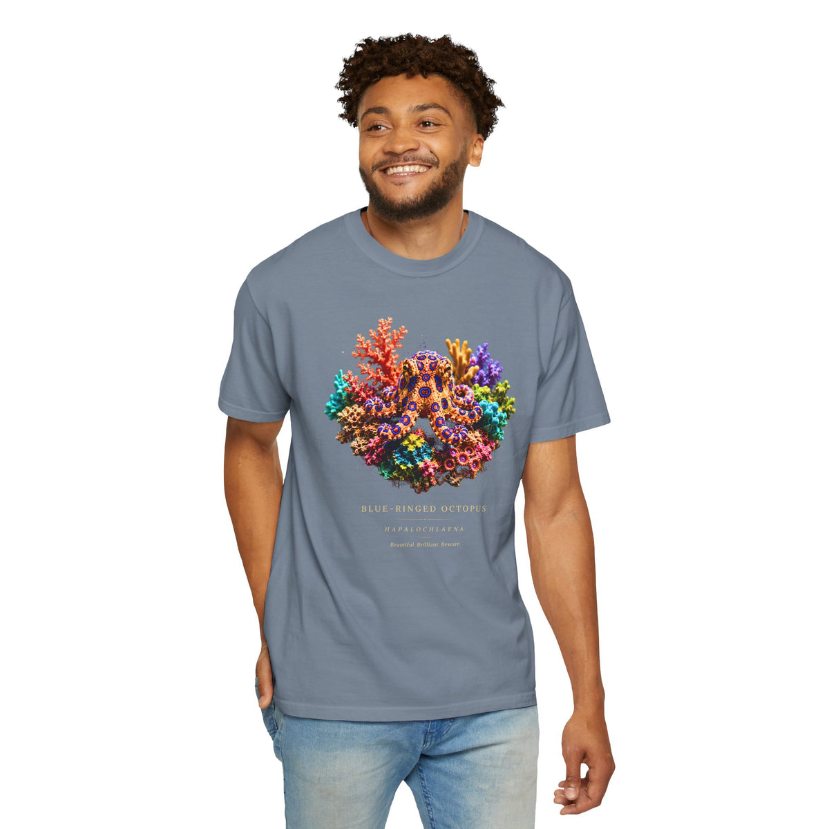 Blue-Ringed Octopus Shirt | Hapalochlaena Marine Biology Tee | Colorful Coral Reef Nature Shirt | Ocean Wildlife Gift | Comfort Colors 1717