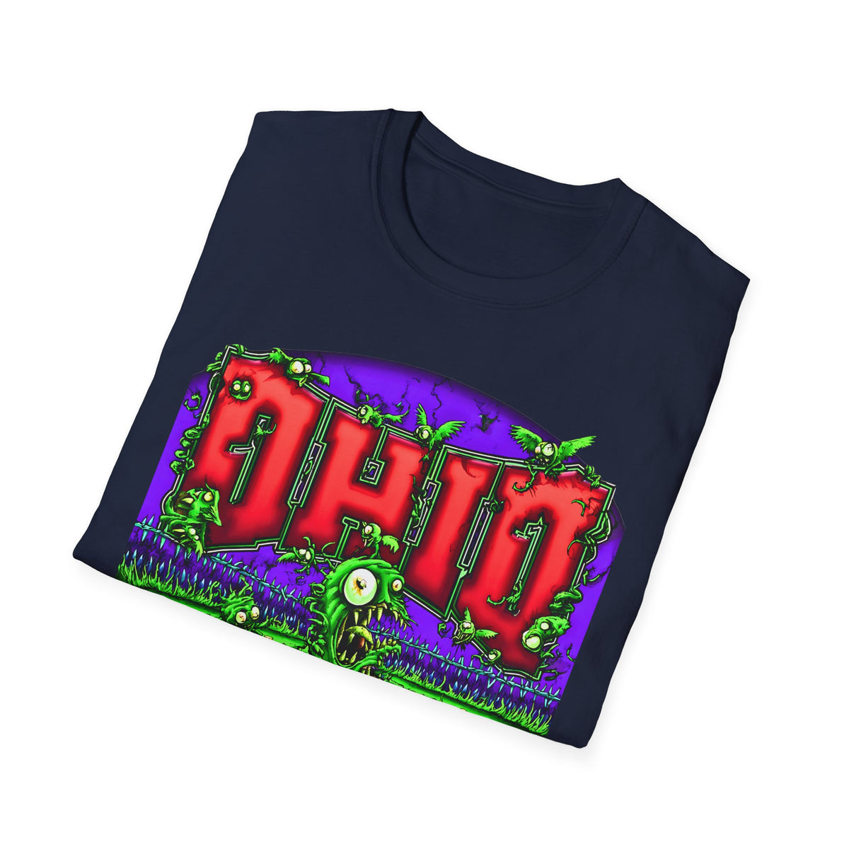 Ohio Monster Shirt, Neon Horror Graphic Tee, Creepy Creature Ohio T-Shirt, Gothic Streetwear, Retro Monster Art Shirt, Midwest Punk Tee