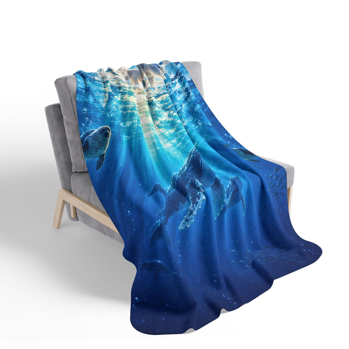 Arctic Adventure Blanket, Polar Bear Whale Blanket, Kids Ocean Throw, Aurora Borealis Blanket, Winter Animal Bedroom Decor, Gift for Kids