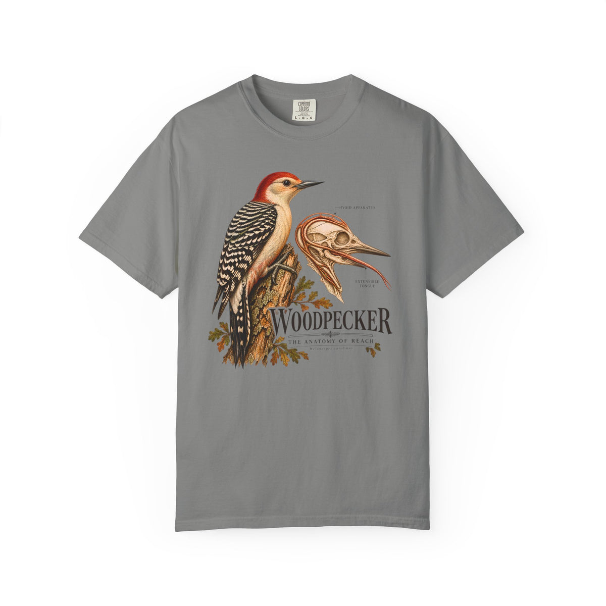 Woodpecker Anatomy Shirt, Vintage Bird Graphic Tee, Red Bellied Woodpecker, Ornithology Gift, Wildlife Science T-Shirt, Comfort Colors