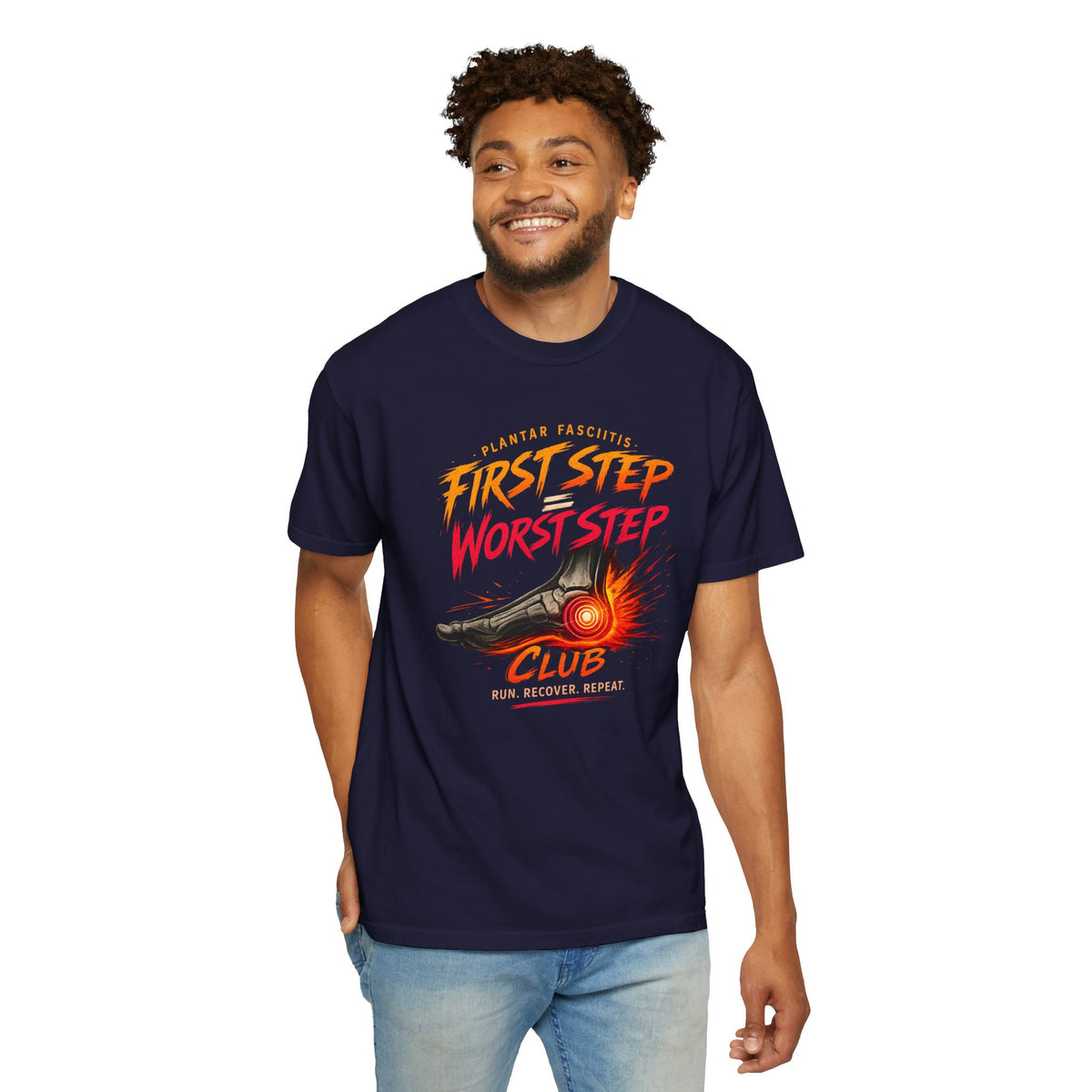 First Step Worst Step Plantar Fasciitis Club Shirt, Runner Gift Tee, Heel Pain Running Shirt, Marathon Recovery Apparel