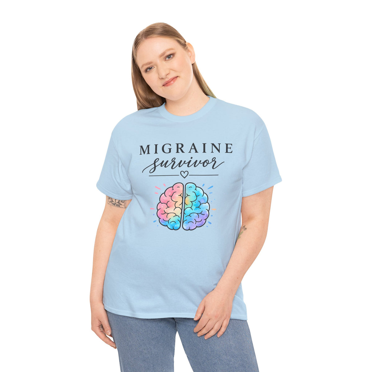 Migraine Survivor Shirt | Chronic Illness Shirt | Colorful Brain Graphic Tee | Mental Health Awareness | Migraine Gift for Her
