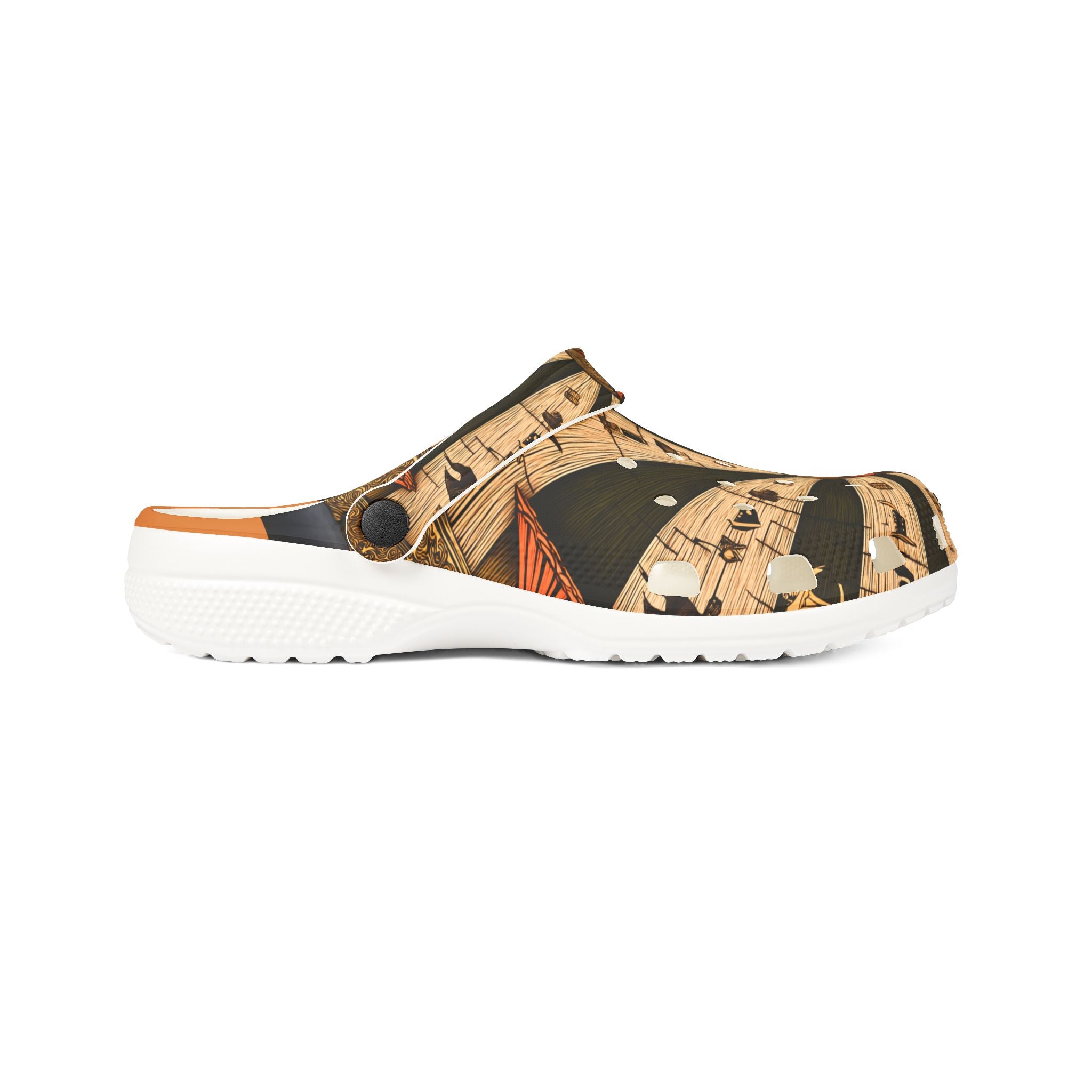 Tree Ring Circus Clogs | Woodland Carnival Art Shoes | Lightweight Ventilated Slip-On Footwear