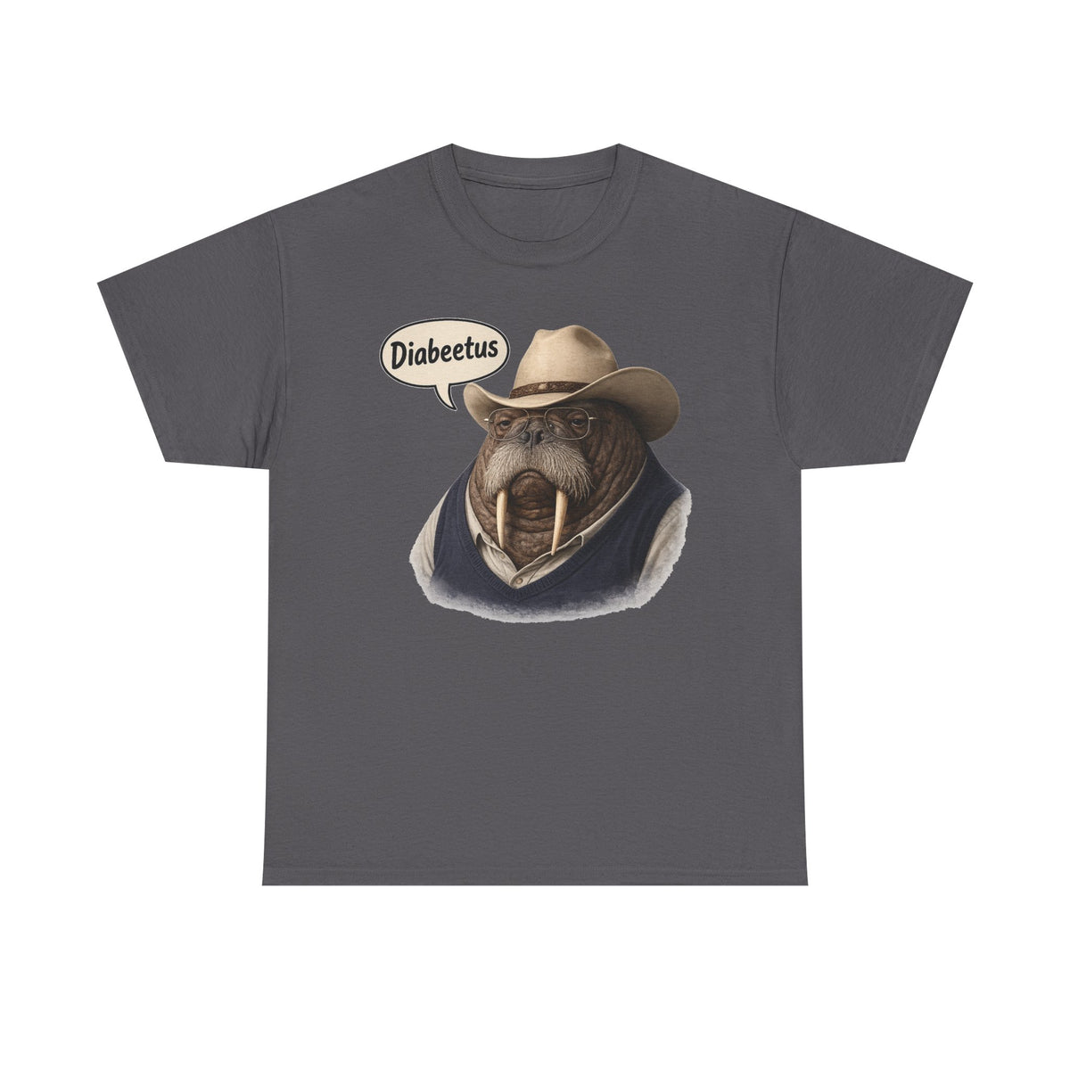Funny Walrus Cowboy Shirt, Diabetes Humor Tee, Western Walrus Graphic Tee, Meme Shirt, Gift for Him Her, Vintage Style Animal Shirt