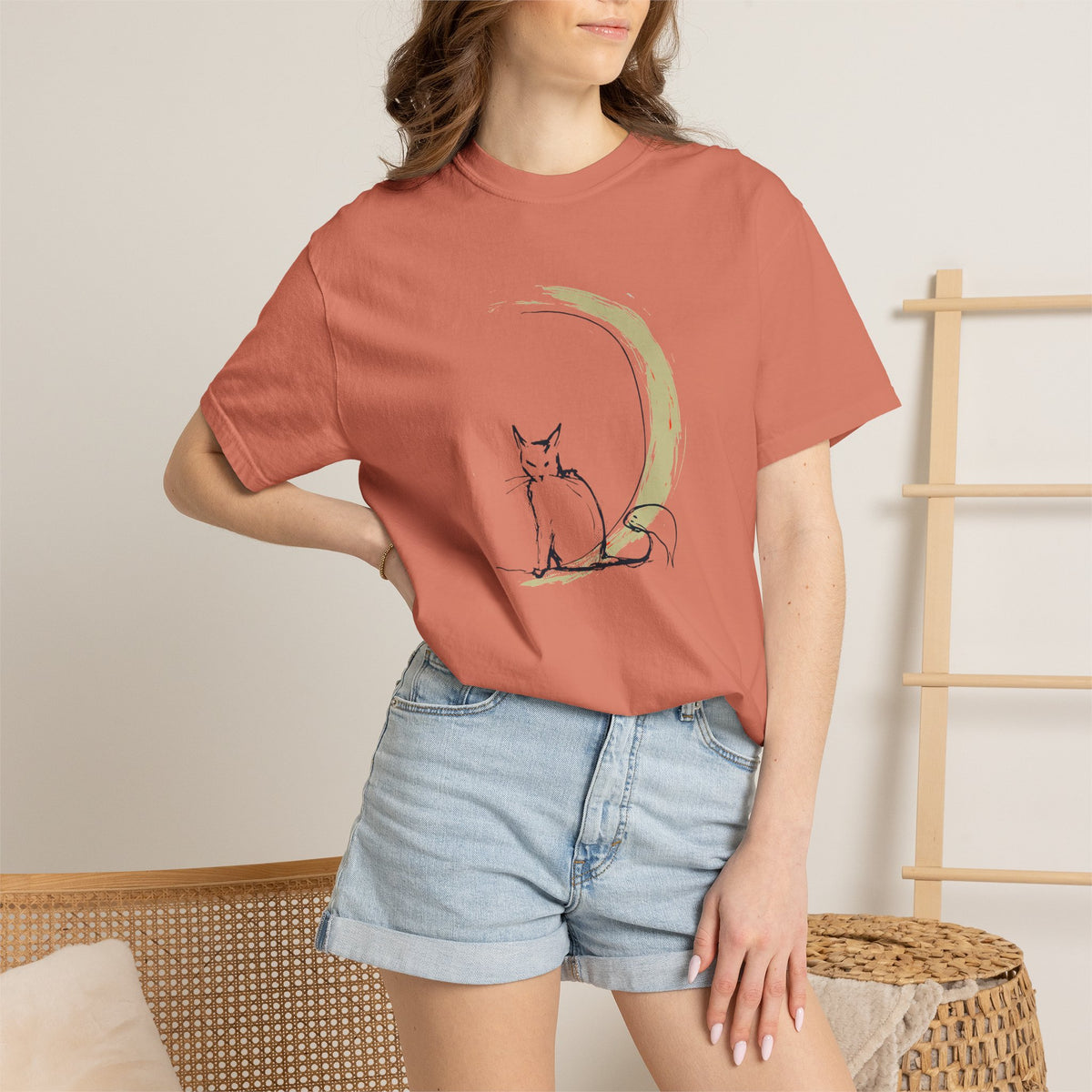 Black Cat Crescent Moon Comfort Colors 1717, Celestial Witchy Graphic Tee, Mystical Gothic Gift for Cat Lovers