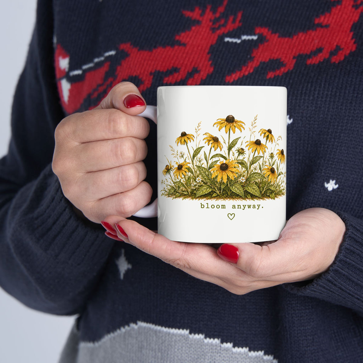 Black-eyed Susan floral illustration Mug | wildflower botanical coffee cup