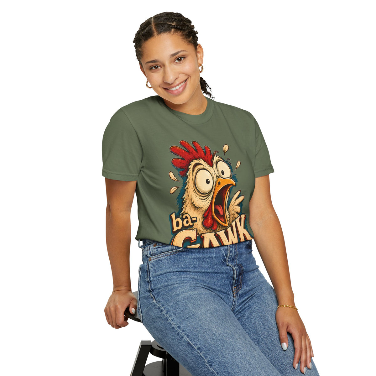 ba-GAWK Chicken Shirt | Funny Chicken Graphic Tee | Comfort Colors Farm Humor Shirt | Vintage Chicken Lover Gift | Gawking Chicken Tee