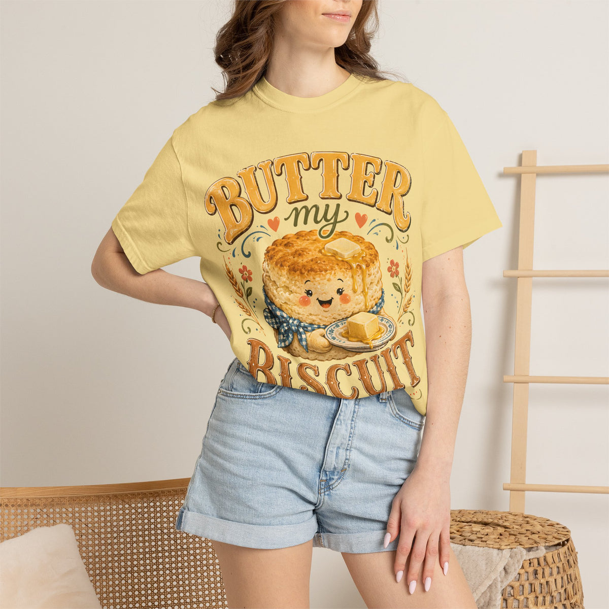 Butter My Biscuit biscuit T-shirt | cute food illustration, cozy farmhouse style