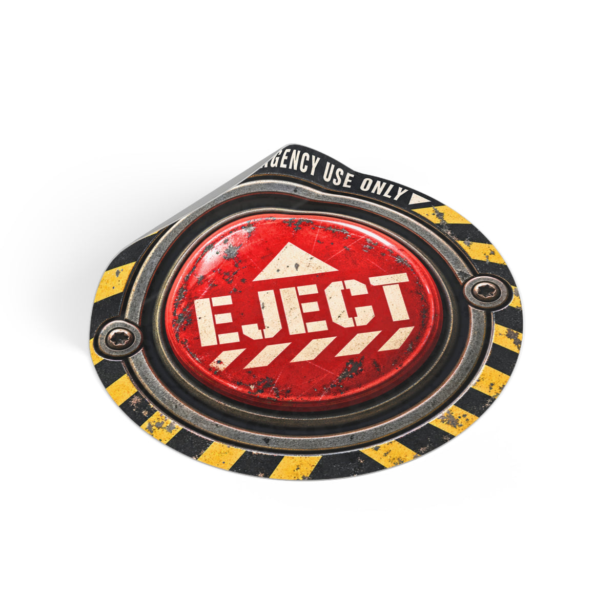EJECT Button Round Vinyl Sticker | Emergency Use Only, Industrial Warning
