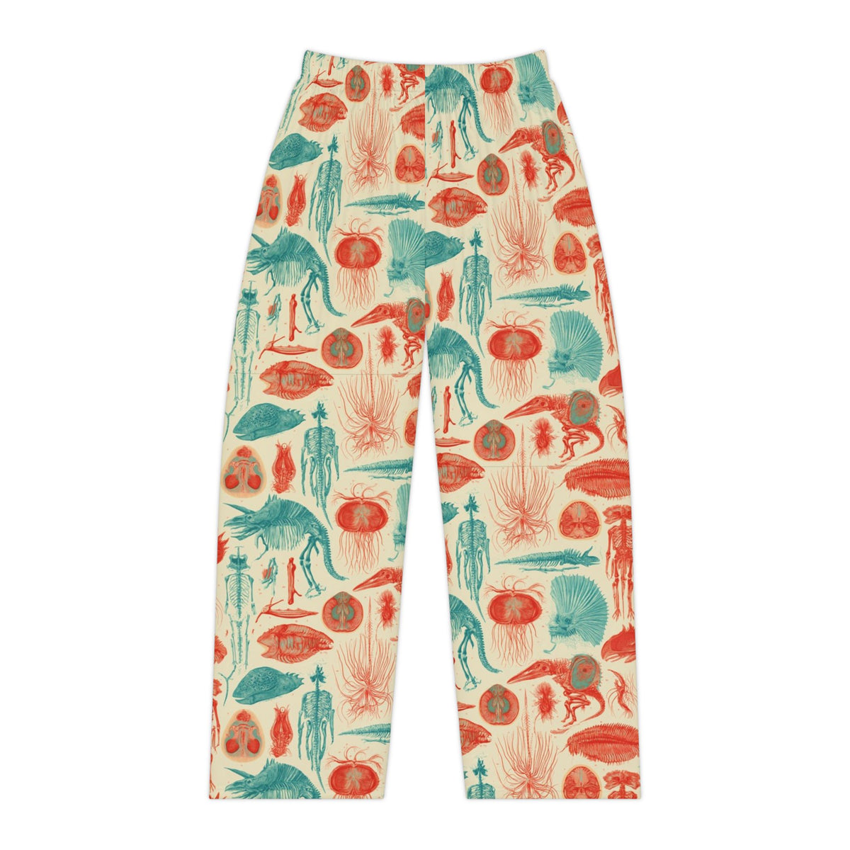 Fantastic Fossils Pajama Pants | Coral Teal Anatomy Illustration