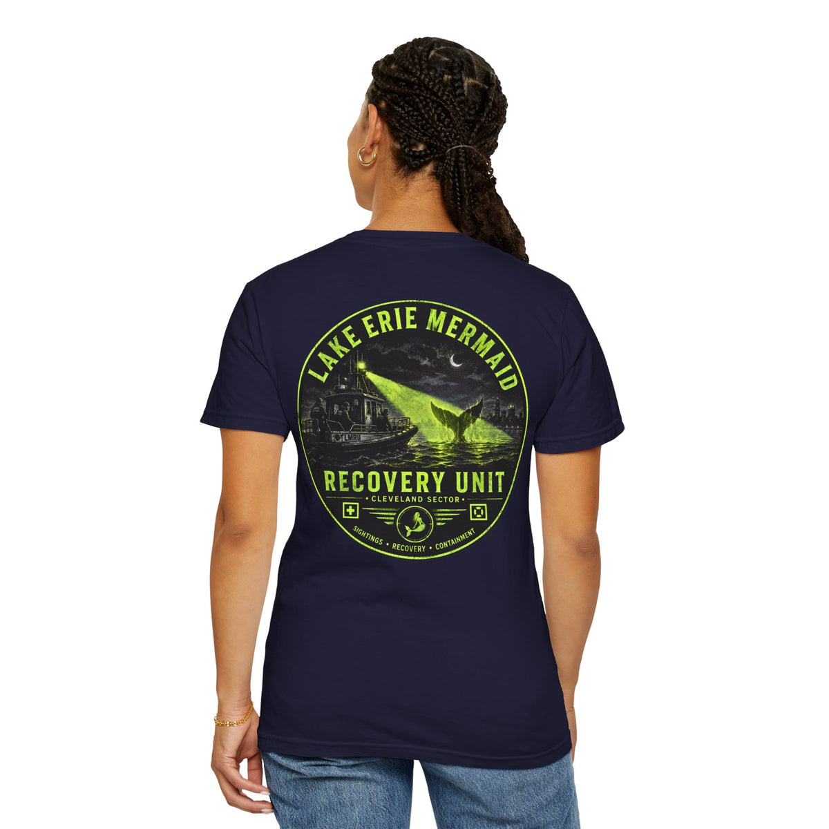 Lake Erie Mermaid Recovery Unit Shirt, Midwest Cryptid Tee, Great Lakes Monster Shirt, Neon Horror Graphic Tee, Cleveland Ohio Cryptid Gift