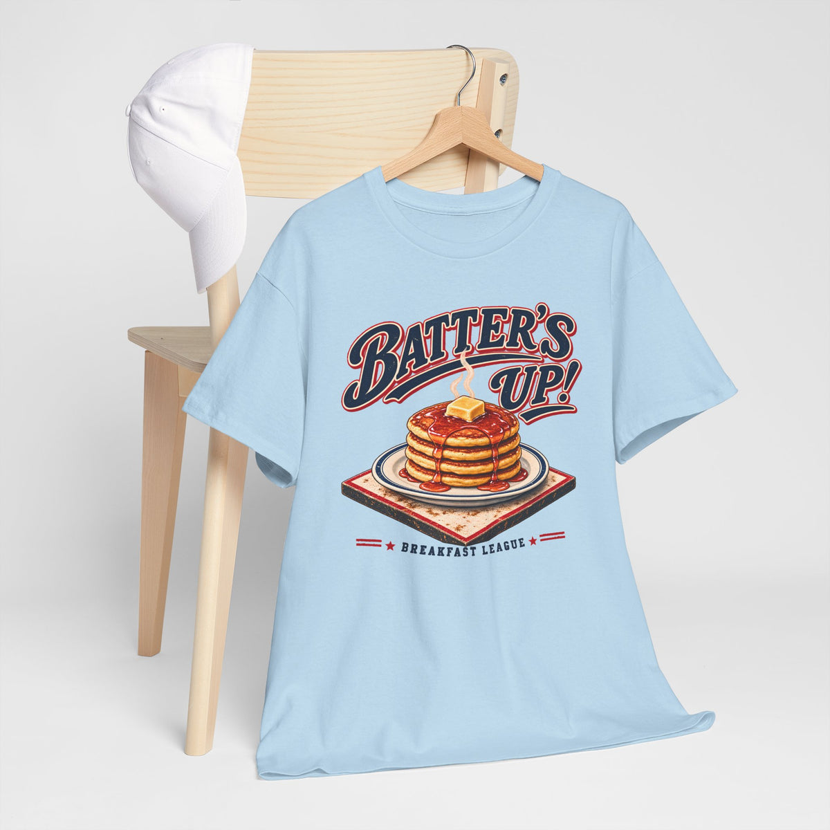 Batters Up Pancake Shirt, Vintage Baseball Breakfast Tee, Funny Gameday Food T-Shirt
