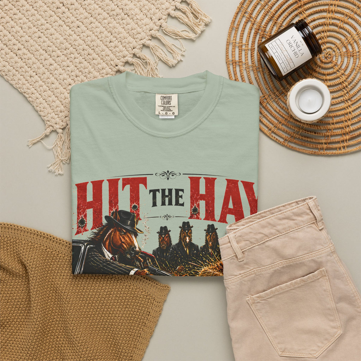 Hit The Hay Shirt, Horse Mafia Funny Tee, He Took It Literally, Mob Movie Parody Shirt, Horse Humor Graphic Tee, Funny Western Gangster Gift