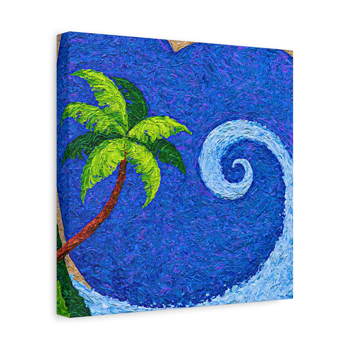 Tropical Wave Canvas Wall Art, Palm Tree Coastal Painting, Colorful Beach Decor, Tropical Studies No. 2