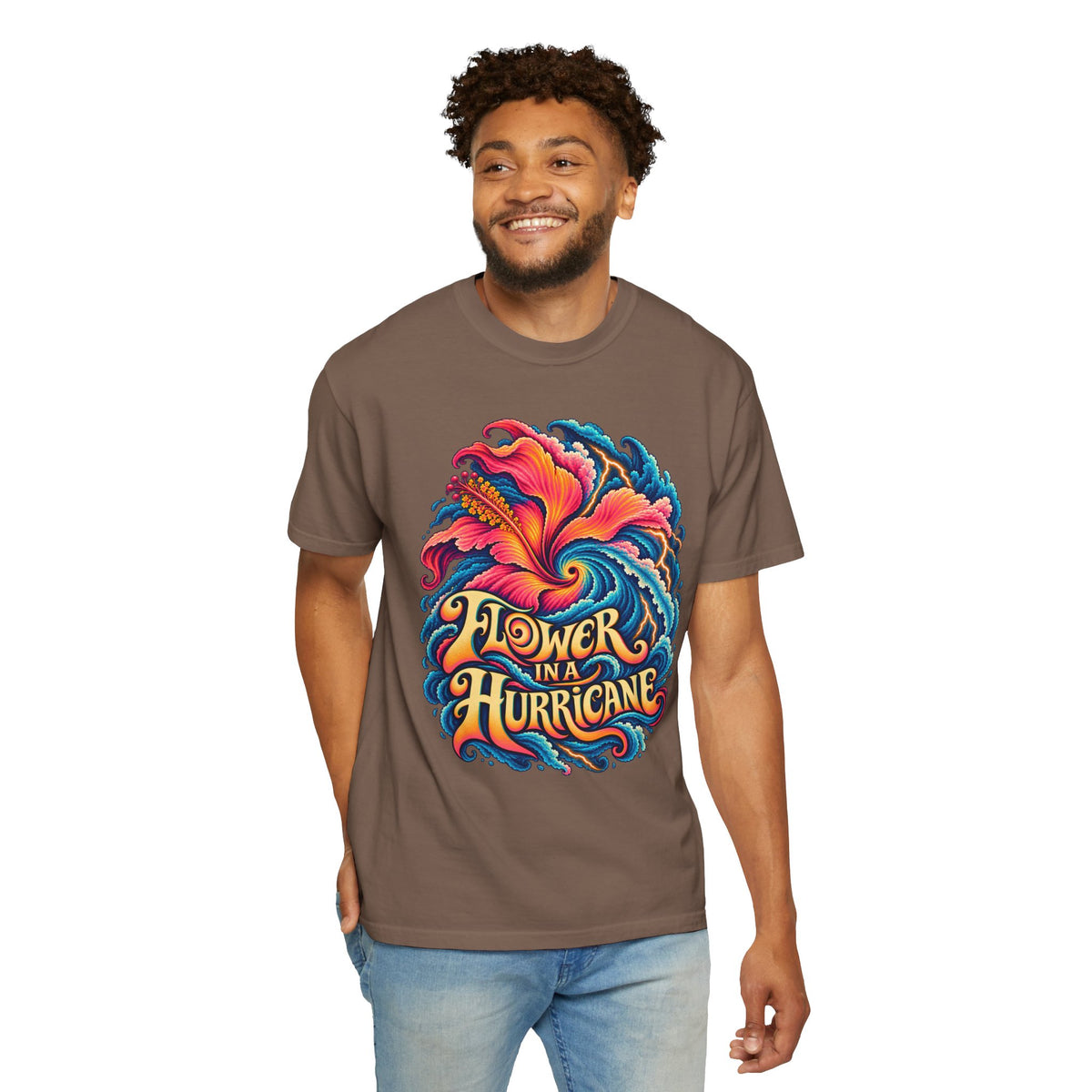 Flower in a Hurricane Shirt | Psychedelic Hibiscus Graphic Tee | Comfort Colors 1717