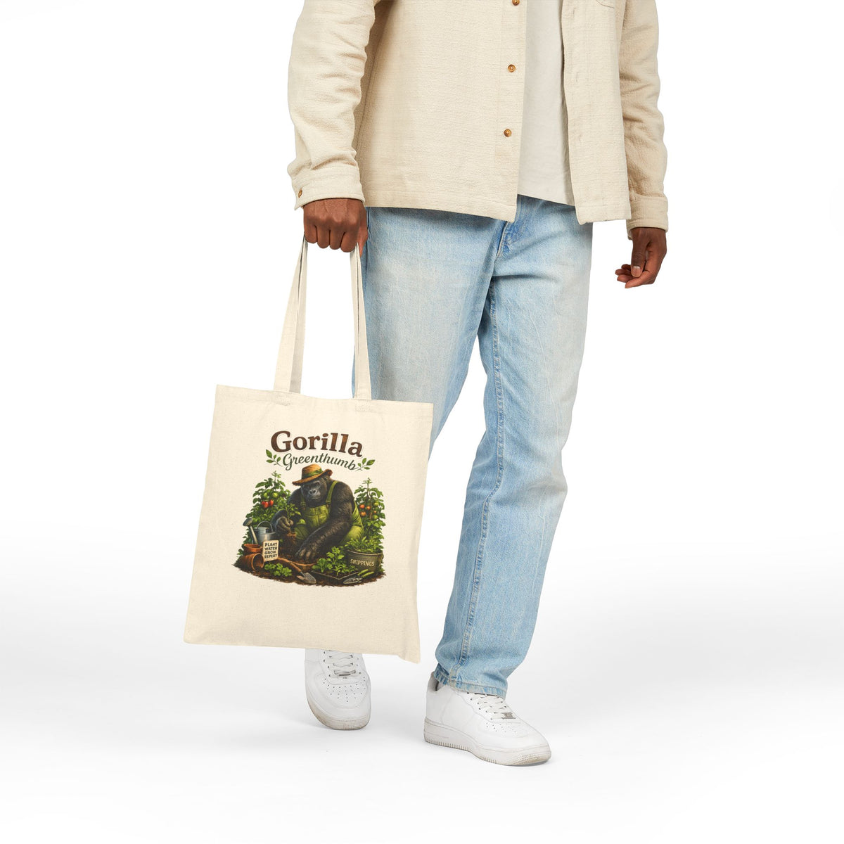 Gorilla Gardening Tote Bag, Plant Lover Tote, Garden Tote Bag, Funny Gardening Gift, Botanical Canvas Bag, Reusable Grocery Tote