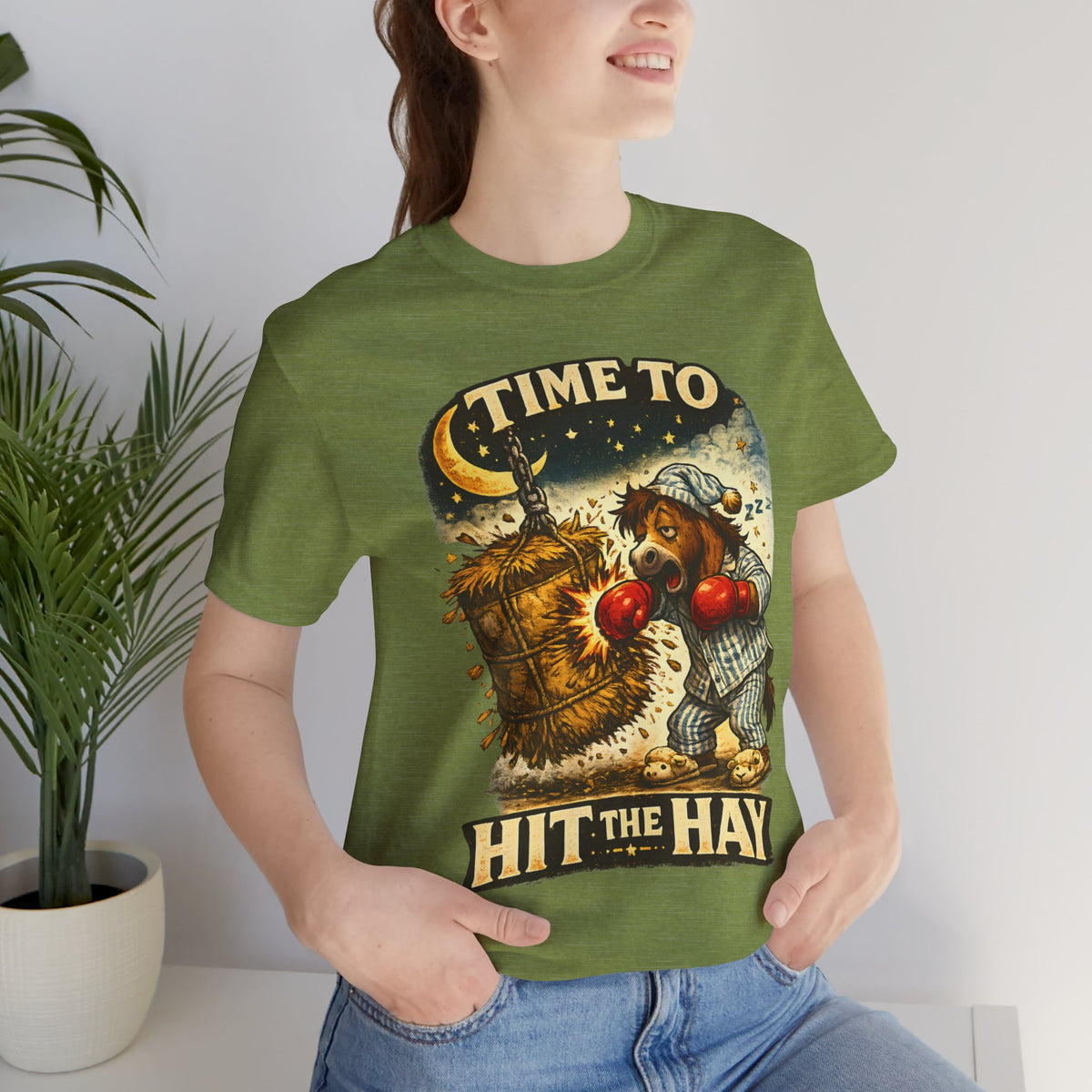 Time To Hit The Hay Shirt, Sleepy Horse Pajama Boxer Tee, Funny Bedtime Pun T-Shirt, Horse Lover Gift, Cozy Sleep Humor Graphic Tee