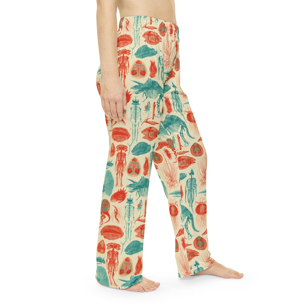 Fantastic Fossils Pajama Pants | Coral Teal Anatomy Illustration