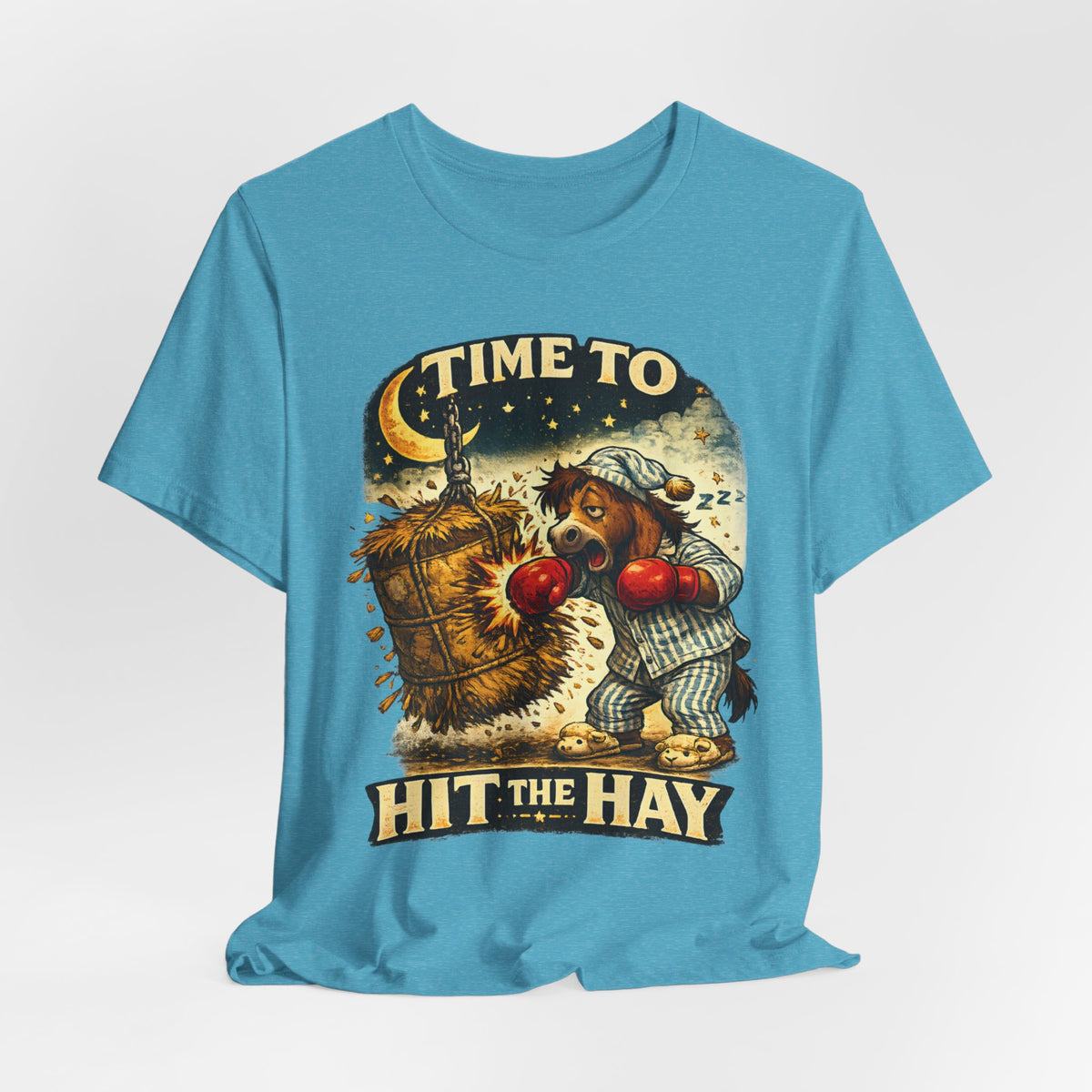 Time To Hit The Hay Shirt, Sleepy Horse Pajama Boxer Tee, Funny Bedtime Pun T-Shirt, Horse Lover Gift, Cozy Sleep Humor Graphic Tee