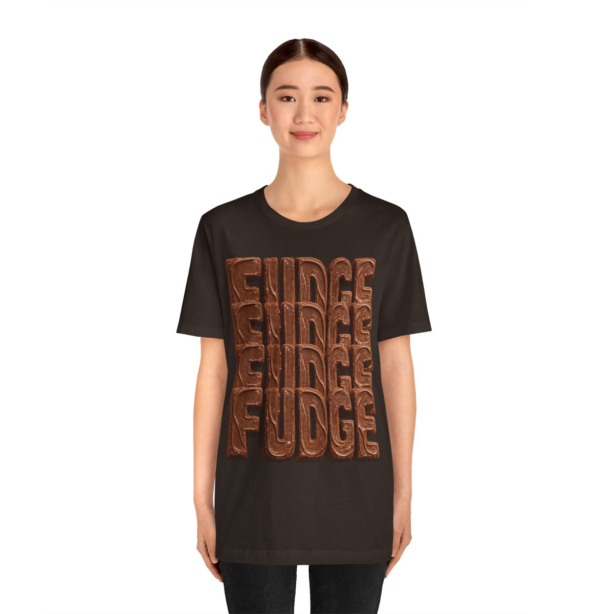 Fudge Stacked Text T-Shirt | Chocolate Typography Tee